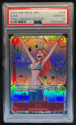 2024 One Piece Japanese Nami PRB01 Manga Alternate Art #016 PSA 10 Gem Mint - Image 1