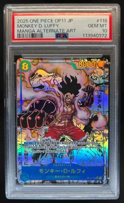 2025 One Piece OP11 Japanese Monkey D. Luffy Manga Alternate Art #118 PSA 10 - Image 1