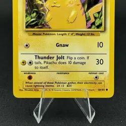 Pikachu 58/102 Common Base Set Pokemon Card - Yellow Cheeks - Image 3