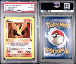 Pokemon Fossil 1st Edition Holo Rare Card Moltres (PSA 8) 12/62 - Image 2