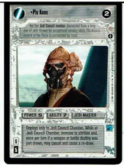STAR WARS CCG CORUSCANT, LIGHT SIDE RARE CARD PLO KOON ex - Image 1