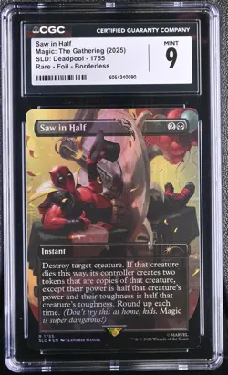 Magic: The Gathering 2025 English Saw in Half 1755 Deadpool Rare CGC 9 - Image 1