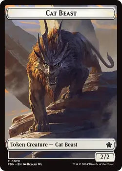 Cat Beast // Dragon (0017) Double-Sided Token [Foundations Tokens] Magic MTG - Image 1