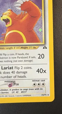 Vintage URSARING Pokemon Card 2001 1st Edition Holo Neo Discovery 15/75 - Image 4
