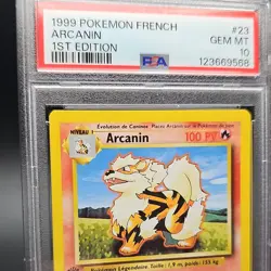 Pokemon Arcanine 1st Edition French Base Set 023/102 PSA 10 GEM Mint 1999 - Image 2