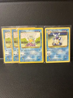Pokemon Base Set Squirtle x3 and Wartortle Lot - Image 1