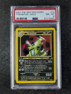 2001 Pokemon TYRANITAR #12/75 Neo Discovery Cosmos Holo Rare English PSA 8 - Image 1