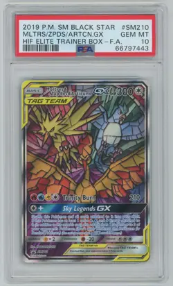2019 Pokemon Black Star Promo #SM210 Moltres Zapdos Articuno GX ETB FA PSA 10 - Image 1