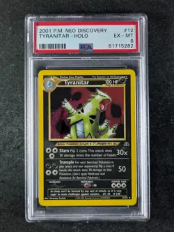 2001 Pokemon TYRANITAR #12/75 Neo Discovery Cosmos Holo Rare English PSA 6 - Image 1