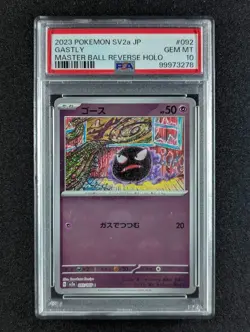 2023 Pokemon GASTLY #092/165 Pokemon Card 151 Master Ball Reverse Holo PSA 10 - Image 1