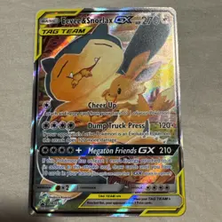 EEVEE & SNORLAX GX Tag Team Black Star Promo SM169 NM Pokemon Card 2019 - Image 1