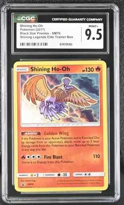 CGC 9.5 MINT+ Shining Ho-Oh 2017 Black Star Promos SM70 Pokemon Card - Image 1