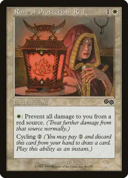 MTG Rune of Protection: Red ** Urza's Saga ** English (NM) - Image 1