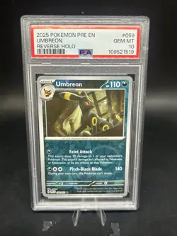 2025 Pokemon Umbreon Reverse Holo Prismatic Evolutions 059/131 PSA 10 - Image 1
