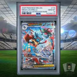 Mega Lucario EX SIR 2025 Pokemon Mega Evolution Base EN #179/132 PSA 10 GEM MINT - Image 1