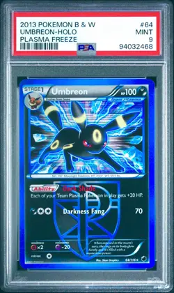 Umbreon (Team Plasma) 64/116 Plasma Freeze Holo Pokemon 2013 PSA 9 - Image 1