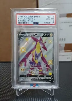 2021 PSA 10 Toxtricity V FA Full Art #SV112 Shiny Vault Pokemon Shining Fates - Image 1