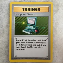 Pokemon TCG Computer Search Base Set 71/102 Regular Shadowless Rare MP - Image 1