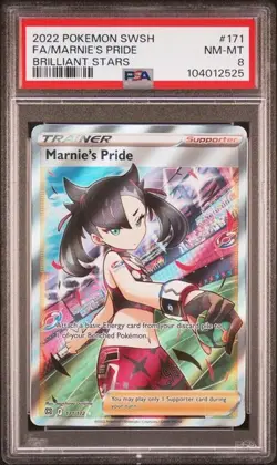 2022 Pokemon Sword & Shield Brilliant Stars #171 Full Art/Marnie's Pride - PSA 8 - Image 1