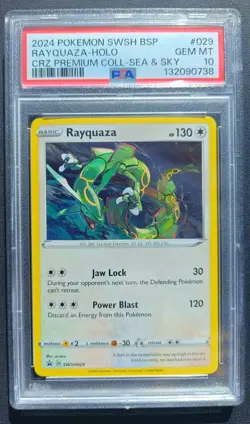 Pokemon Rayquaza SWSH029 Black Star Promo Cosmo Holo PSA 10 Fart Swirl 2nd Swirl - Image 1
