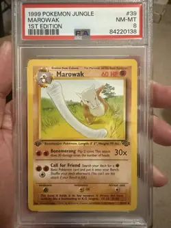 1999 Pokemon Jungle Marowak 1st Edition Uncommon 39/64 PSA 8 - Image 1