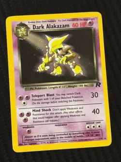 Pokemon TCG Dark Alakazam Team Rocket 1/82 Unlimited Holo LP - Image 1