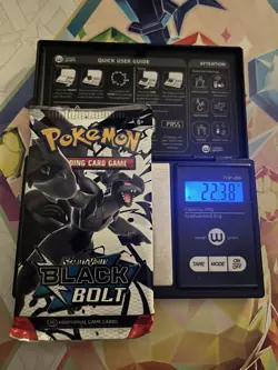 Heavy 22.38g Pokemon TCG SV 10.5 Black Bolt Booster Pack Sealed! - Image 1