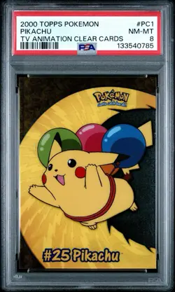 PSA 8 NM-MT Topps Pikachu Clear Card PC1 Pokemon 2000 TV Animation - Image 1