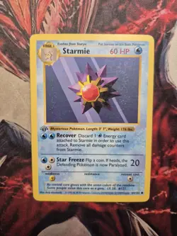 Pokemon Card - Starmie Base Set (Shadowless) 64/102 Common 1st Edition MP - Image 1