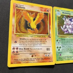 Pokemon TCG Moltres Fossil Holo Card 12/62 Nidoking 11/30 Base Set 2 - Image 2