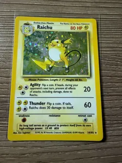 Pokemon TCG Raichu Base Set 2 16/130 Holo Unlimited Holo Rare WOTC SWIRL - Image 1
