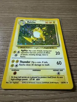 Pokemon TCG Raichu Base Set 2 16/130 Holo Unlimited Holo Rare WOTC SWIRL - Image 3