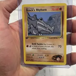 Brock's Rhyhorn 70/132 1st Edition Gym Heroes Common 2000 Pokemon TCG WOTC NM - Image 1