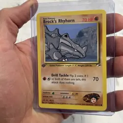Brock's Rhyhorn 70/132 1st Edition Gym Heroes Common 2000 Pokemon TCG WOTC NM - Image 2
