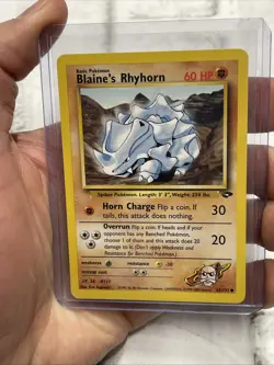Pokemon Blaine's Rhyhorn 65/132 Unlimited Pokemon Gym Challenge NM/MT Common Vtg - Image 1