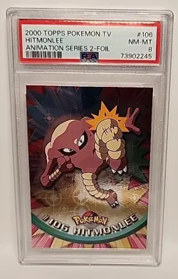 Hitmonlee #106 Pokemon 2000 Topps TV Animation Series 2 Foil PSA Graded 8 NM MT - Image 1