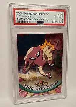 Hitmonlee #106 Pokemon 2000 Topps TV Animation Series 2 Foil PSA Graded 8 NM MT - Image 2
