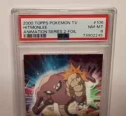 Hitmonlee #106 Pokemon 2000 Topps TV Animation Series 2 Foil PSA Graded 8 NM MT - Image 3