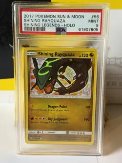 2017 POKEMON SUN & MOON SHINING LEGENDS #56 SHINING RAYQUAZA HOLO PSA 9 Mint - Image 1