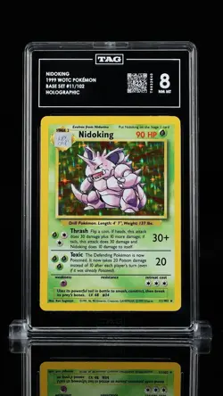 Pokemon 1999 Nidoking Base Set Unlimited #11 TAG 8 NM-Mint - Image 1