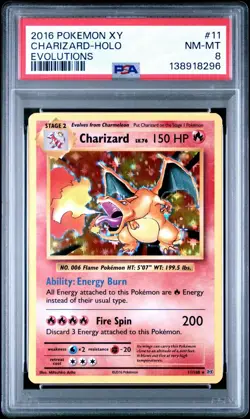 2016 Pokemon XY Evolutions Charizard Holo 11/108 #11 PSA 8 - Image 1