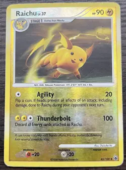 Raichu 45/100 Pokemon TCG Diamond & Pearl Majestic Dawn Reverse Holo HP - Image 1