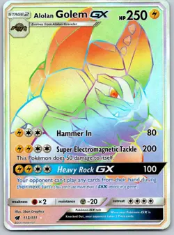 Alolan Golem GX 113/111 Secret Rare Pokemon TCG Crimson Invasion VLP - Image 1