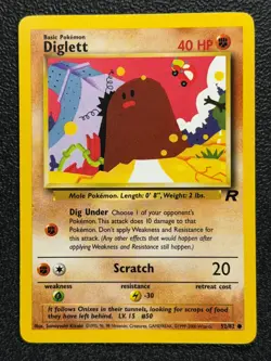 Diglett 52/82 Base Set Series Team Rocket Common Basic Pokemon Card 2000 NM - Image 1