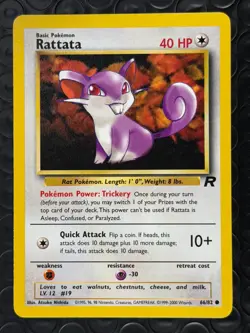 Rattata 66/82 Base Set Series Team Rocket Common Basic Pokemon Card 2000 NM - Image 1