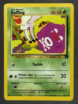 Koffing 58/82 Base Set Series Team Rocket Common Basic Pokemon Card 2000 NM - Image 1