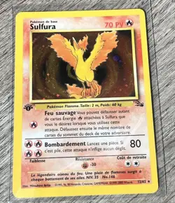 Pokemon Moltres Fossil Holo Rare 1st Edition French Sulfura 12/62 70 HP Card - Image 2