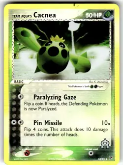 Pokemon Card - Team Aqua's Cacnea Team Magma vs Team Aqua 24/95 Reverse Holo VLP - Image 1