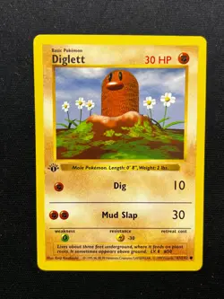 Diglett 47/102 1st Edition Shadowless Base Set Pokemon Card Game 1999 WOTC - Image 1