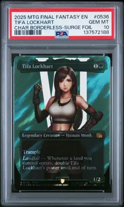 2025 MTG FINAL FANTASY CHARACTER BORDERLESS-SURGE FOIL TIFA LOCKHART PSA 10 - Image 1